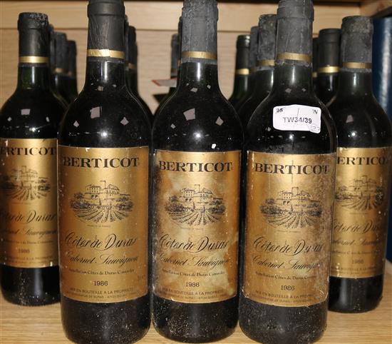 Twenty three bottles of Berticot Cotes de Duras Cabernet Sauvignon, 1986.